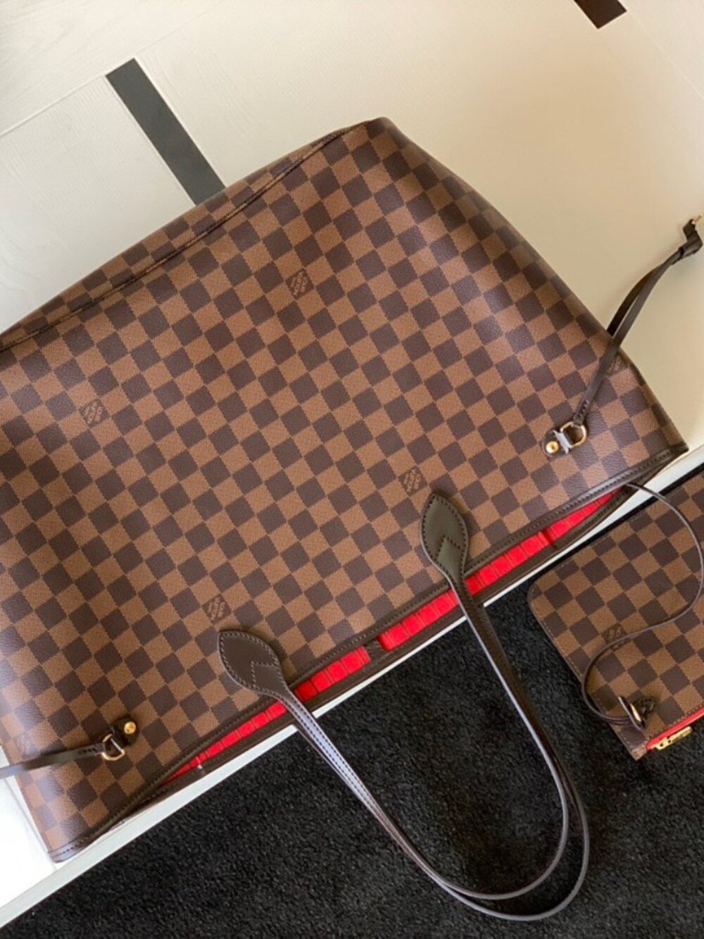 🌸 Louis Vuitton Neverfull MM Damier Ebene Cherry - Picture 3 of 9